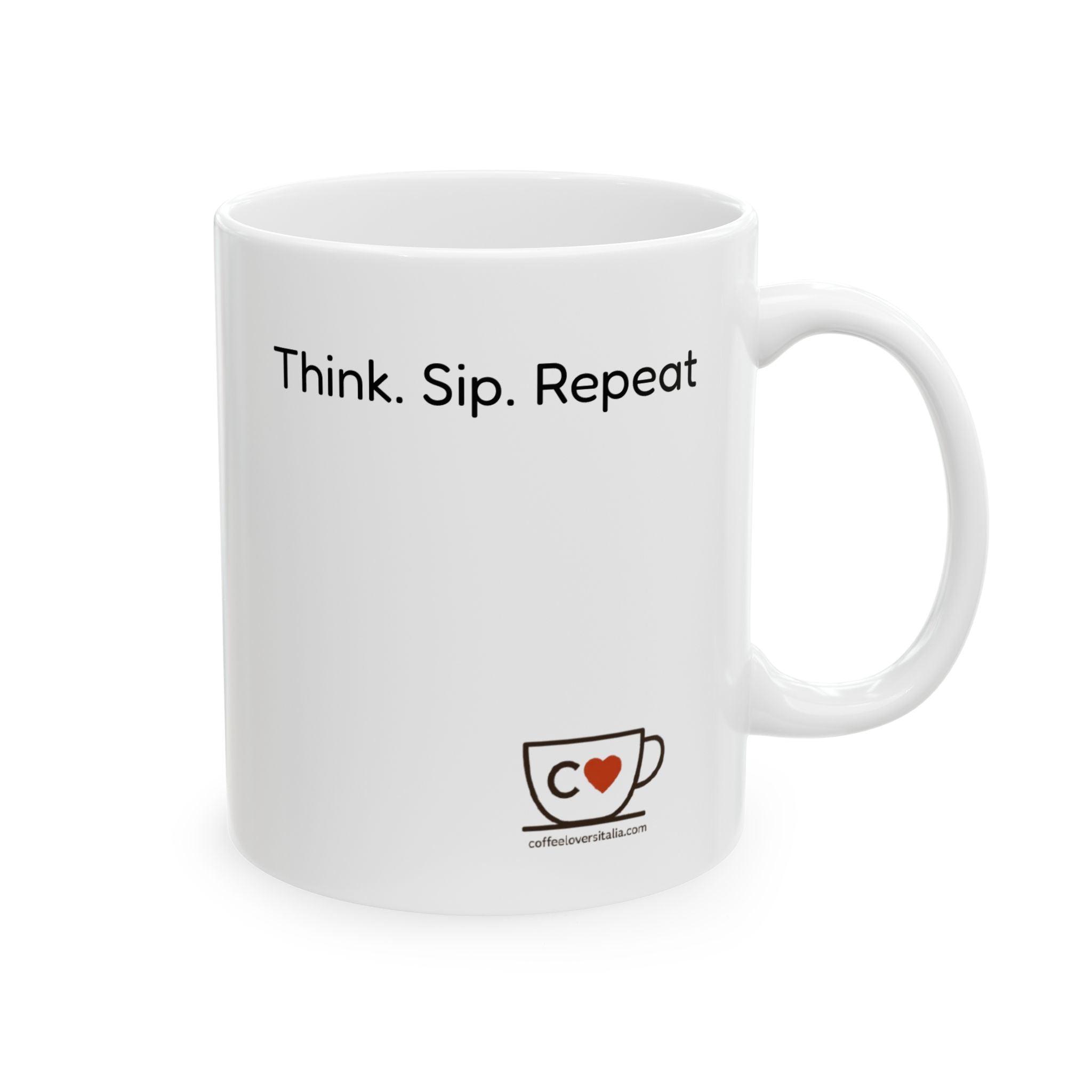 Tazza in ceramica bianca Think. Sip. Repeat.