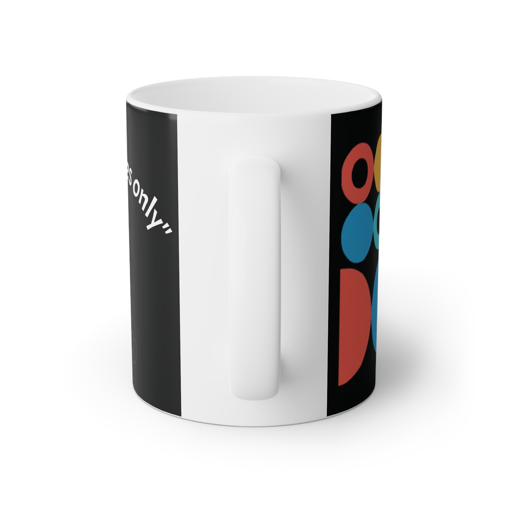 Tazza (Mug) in ceramica bianca su stampa nera con scritta good vibes only 330 ml con disegno geometrico colorato
