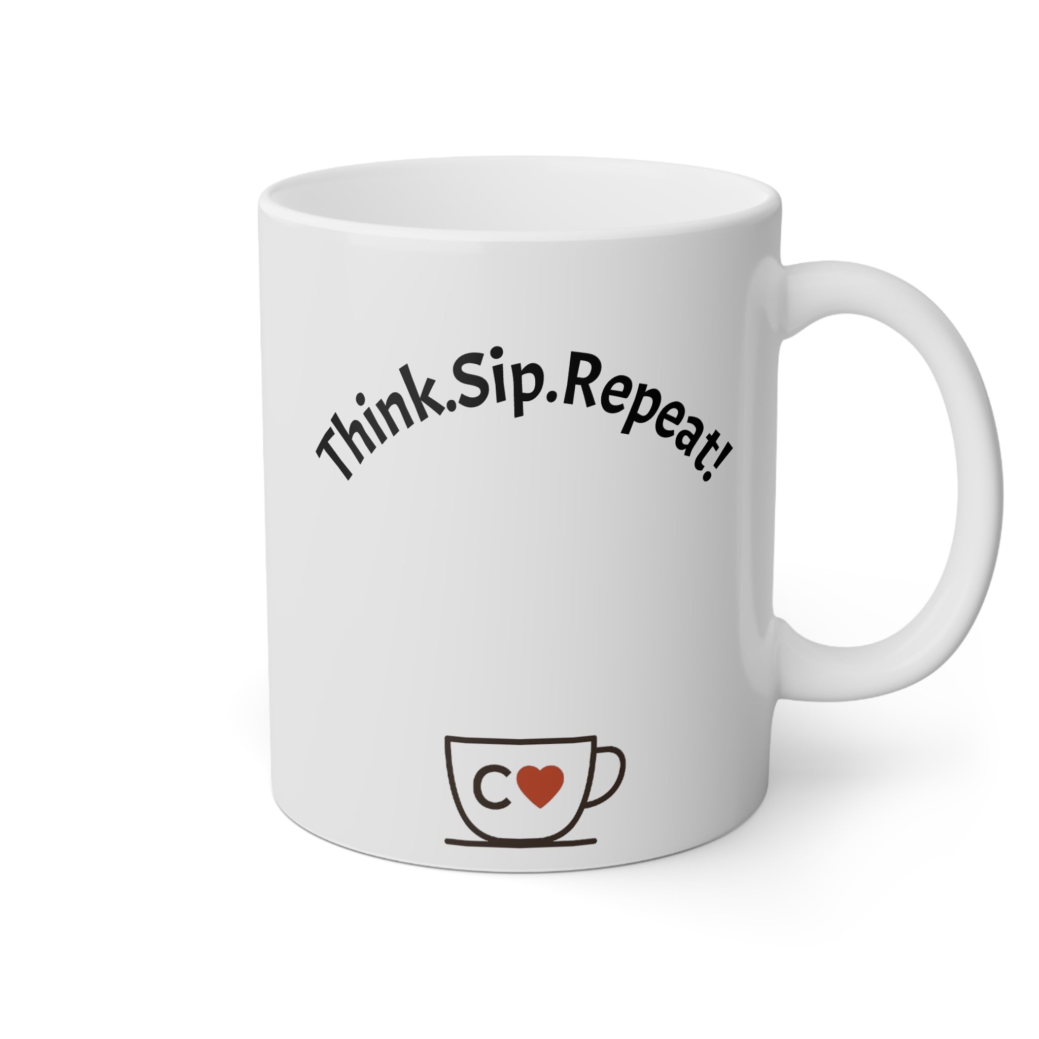 Tazza (Mug) in ceramica bianca 330 ml con disegno geometrico cerchi.Design originale e resistente al microonde tazza in ceramica con manico comodo.