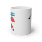Mug  in ceramica bianca 330 ml con design geometrico., tè e tisane.Mug in ceramica con manico comodo. con scritta good vibes only